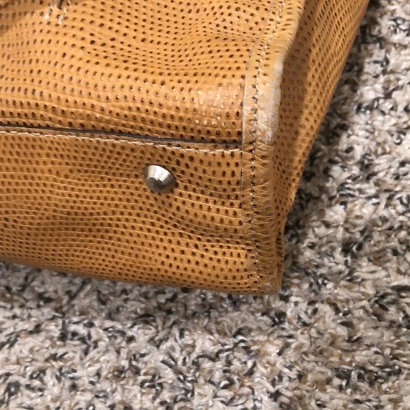 Prune Leather Purse Tan Ostrich Convertible Handbag - Picture 4 of 12